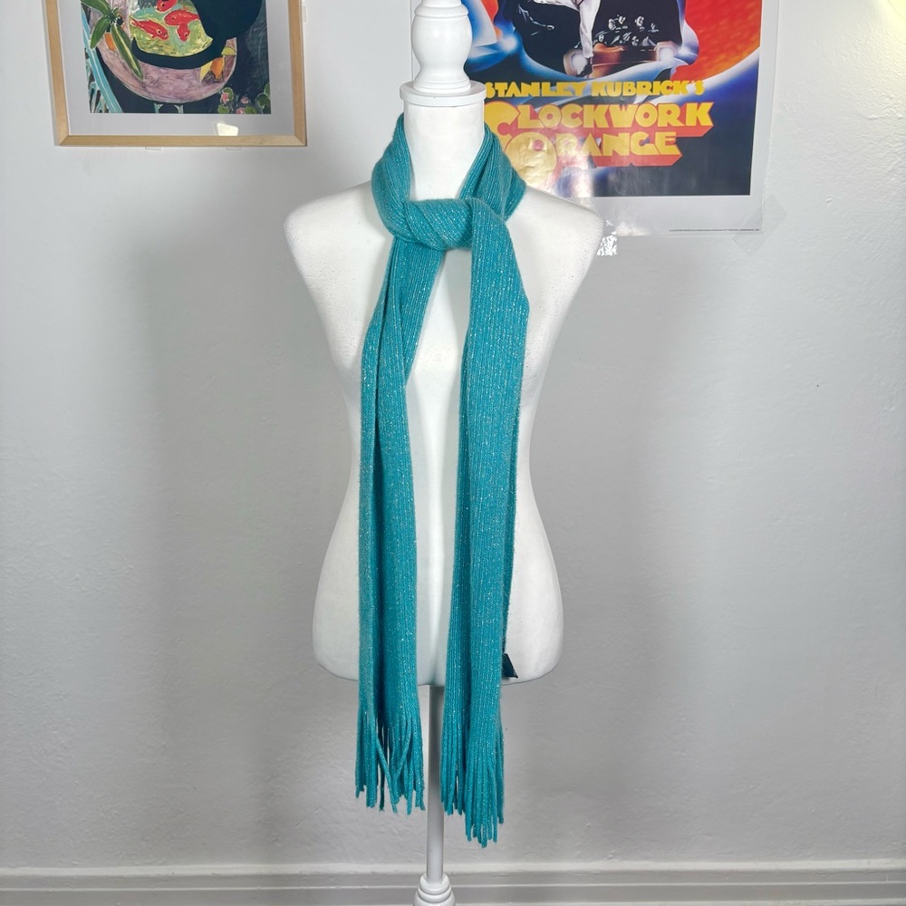 Y2k Glittery Teal Scarf